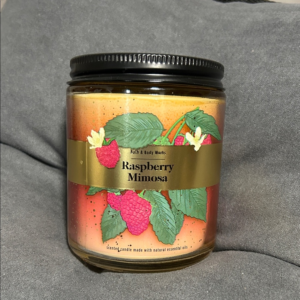 Bath & Body Works Raspberry Mimosa Candle - Red and Green
